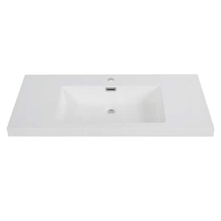 Streamline 39.4 in. Solid Surface Resin Vanity Top in Glossy White K-140-SLSITRC-40